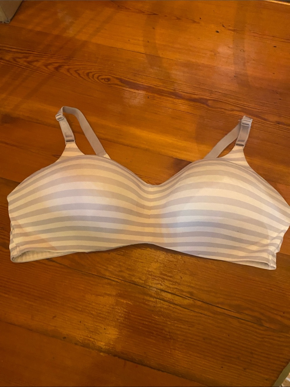 Torrid Striped Light Gray & White Wireless T-Shirt Bra